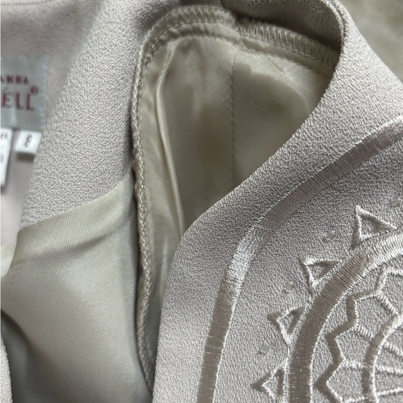 ADRIANNA PAPELL 2 Pc Formal Wedding Elegant Embroidered Jacket & Pants Set Sz 8 - Picture 11 of 15